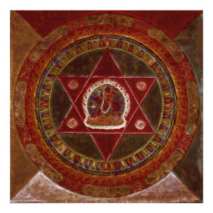Pôster Vajrayogini se posiciona em dois triângulos vermel