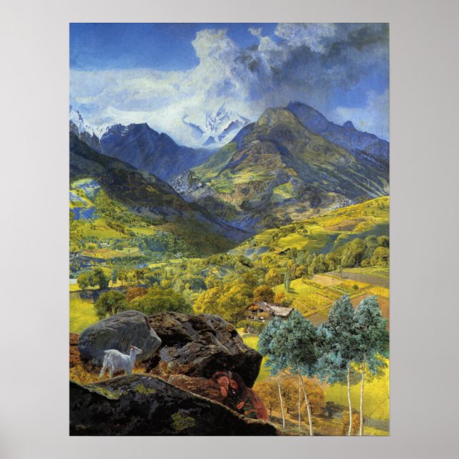 Poster Val d'Aosta (paisagem alpina majestosa italiana) (Frente)