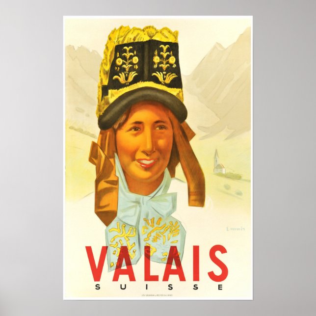 Pôster Valais,Suiça,Suisse,Poster de esqui (Frente)