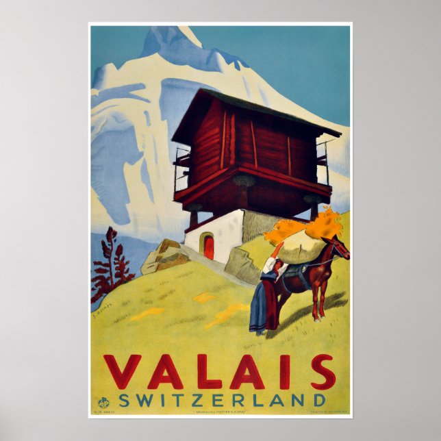 Poster Valais,Suiça,Suisse,Poster de esqui (Frente)