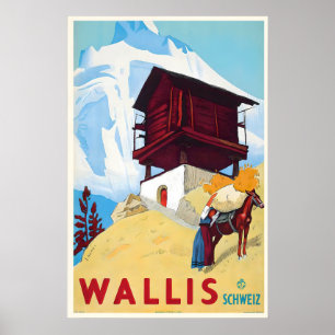 Poster Valais Wallis Alpes Suíços Suíça Antigo
