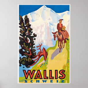 Poster Valais Wallis Zermatt Esqui Suíça Alpes Suíços