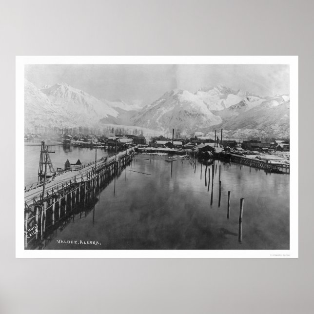Pôster Valdez, Alaska Birdseye 1905 (Frente)