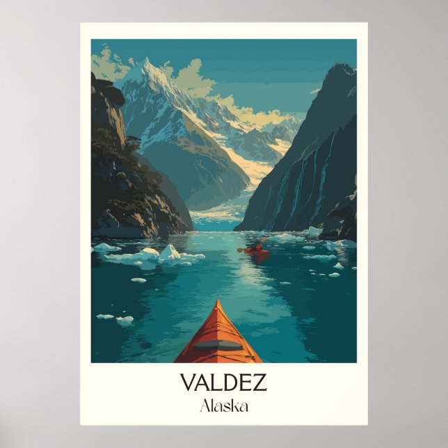 Poster Valdez Alaska Fjord Kayak Adventure (Frente)