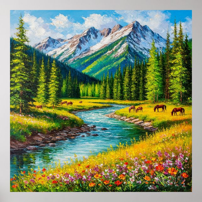 Poster Vale das Montanhas Cênicas com Fluxo (Frente)