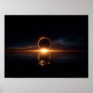 Poster Vale de Fantasia Sombria com Céu Verde Brilhante e