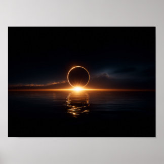 Poster Vale de Fantasia Sombria com Céu Verde Brilhante e