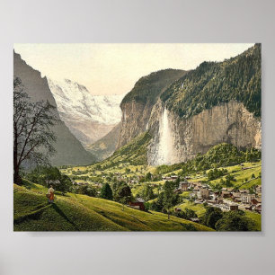 Poster Vale de Lauterbrunnen com Staubbach, Bernese Oberl