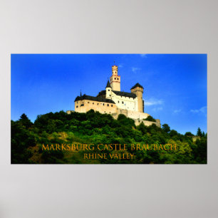 Pôster vale de rhine do braubach do castelo do marksburg