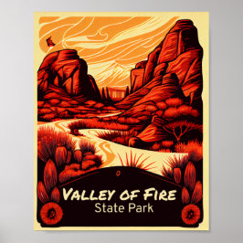 Poster Vale Do Fogo State Park Vintage Art