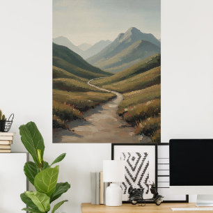 Poster Vale do Rio Sinusoide uma Paisagem Montanhosa Pací