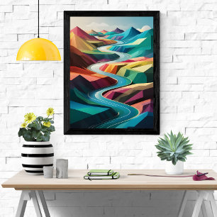 Poster Vale do Rio Vibrante: Uma paisagem Abstrato Colori