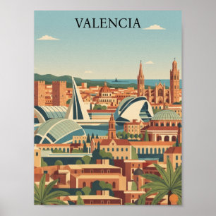 Poster Valência Colorida Espanha Viagem Vintage