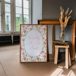 Poster Valência é a Arte Cristã de Muro de Tulipas Rosa d