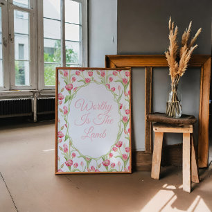 Poster Valência é a Arte Cristã de Muro de Tulipas Rosa d