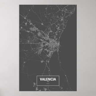 Poster Valência, Espanha (branco a preto)