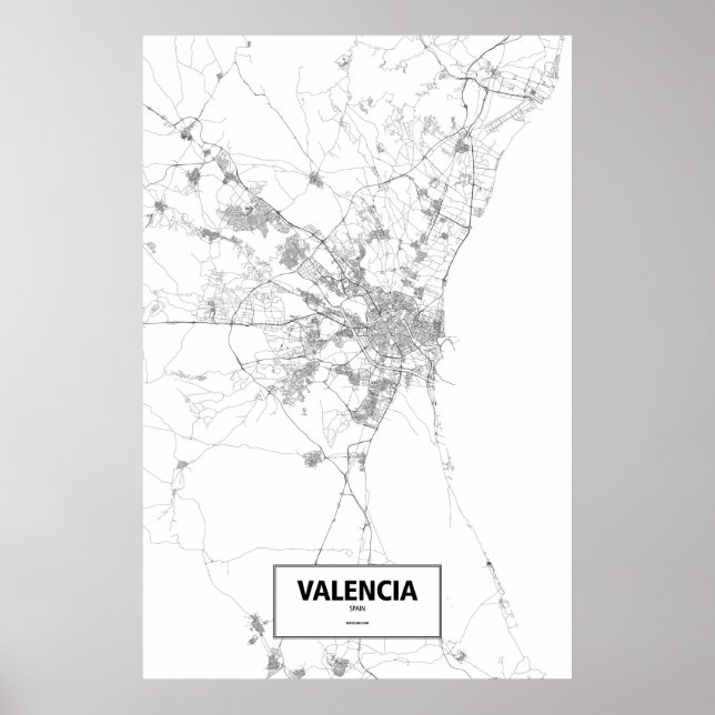 Pôster Valência, Espanha (preto no branco) (Frente)
