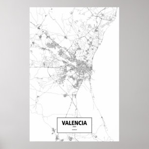 Pôster Valencia, Spain (black on white)
