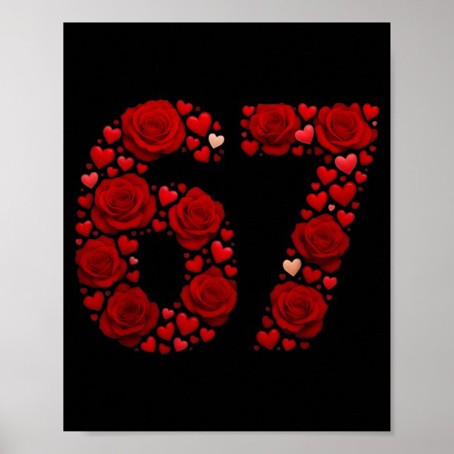 Poster Valentine 67 Meme Rosa Corações Engraçado Seis Set (Frente)