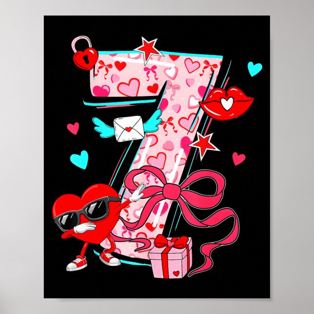 Poster Valentine 67 Seis Sete Meme Dabbing Corações Casal (Frente)
