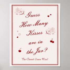 Poster  Valentine Bridal Shower Guess How Many Kisses