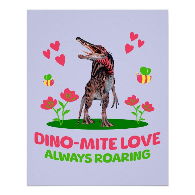 Pôster Valentine de Dinossauro Fofo para Crianças (Frente)