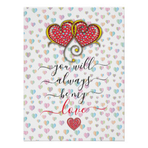 Pôster Valentine Elegante Design de Corações Entrelaçados
