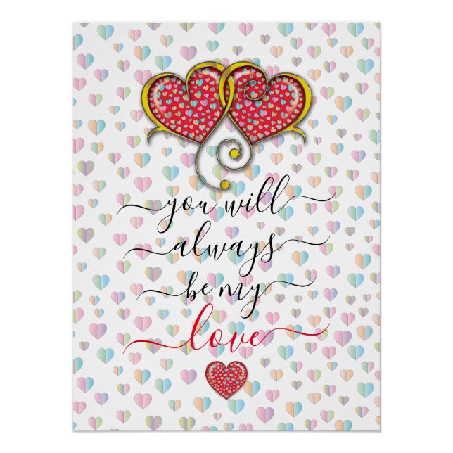Pôster Valentine Elegante Design de Corações Entrelaçados (Frente)