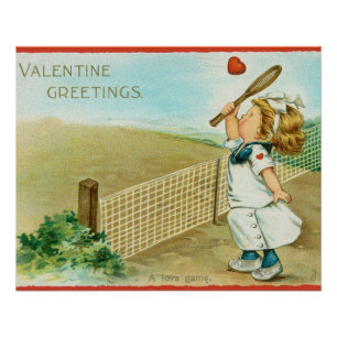 Pôster Valentine Esquisito e Kitsch Temático de Tênis, ce