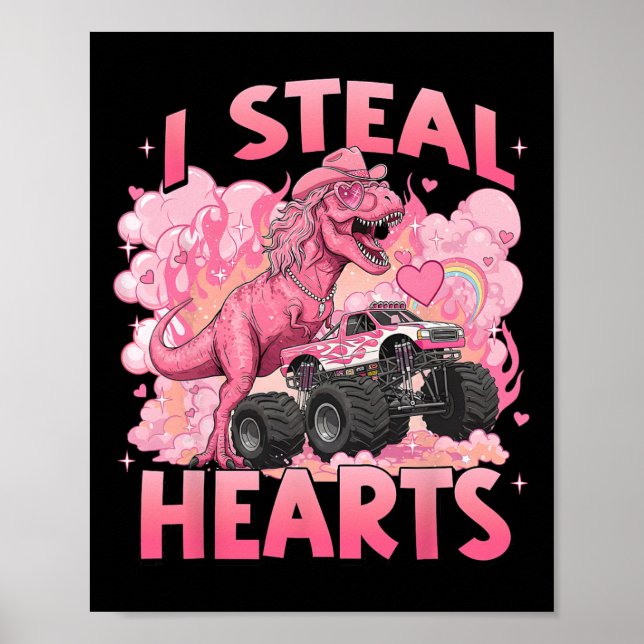 Poster Valentine Eu Roubo Corações Trex Dino Monstro Dive (Frente)