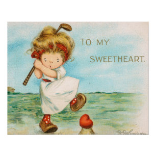 Pôster Valentine Excêntrico e Kitsch Temático de Golfe, c