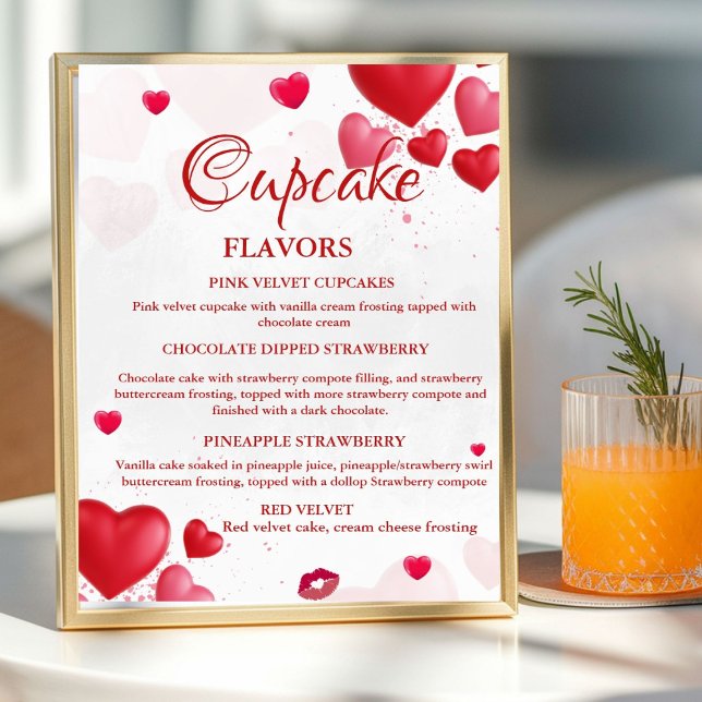 Poster Valentine Heart Cupcake flavors sign (Criador carregado)