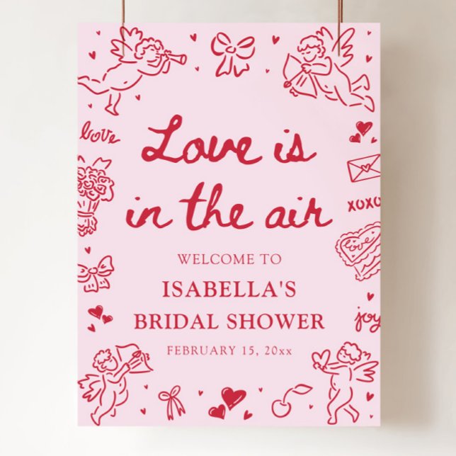 Poster Valentine Love is in the Air Bridal Shower Welcome (Valentine Love is in the Air Bridal Shower Welcome Poster)