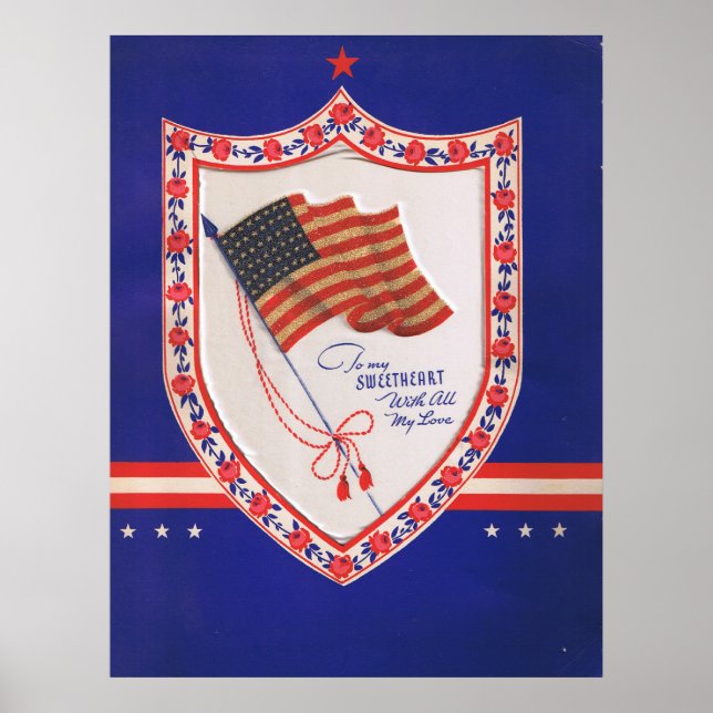 Poster Valentine Militar Vintage (Frente)