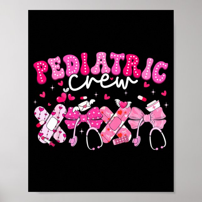 Poster Valentine Pediatric Crew Xoxo Nurse Coquette Bow P (Frente)