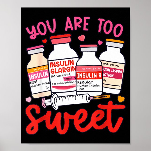 Poster Valentine Pharmacist Diabetic Nurse Insulin Diabet (Frente)