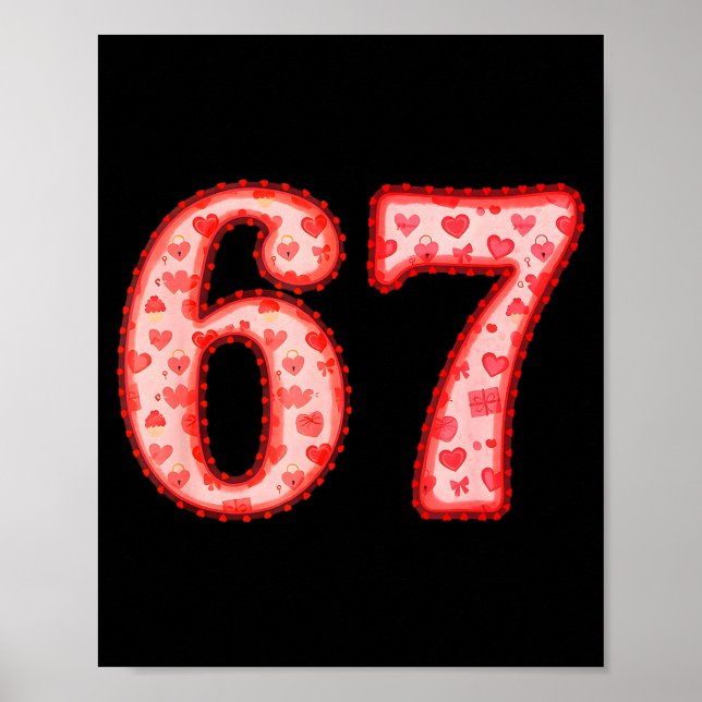 Poster Valentine’s Day 67 Meme Filled With Hearts Funny S (Frente)