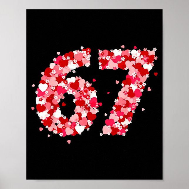 Poster Valentine’s Day 67 Meme With Hearts Funny Six Seve (Frente)