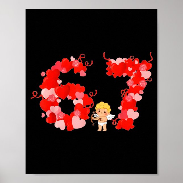 Poster Valentine’s Day Hearts 67 Meme Six Seven 6 7 Cute  (Frente)