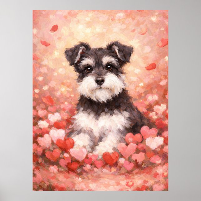 Poster Valentine Schnauzer with Hearts (Frente)