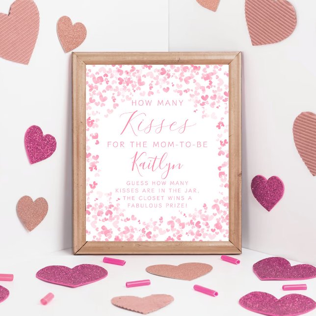 Poster Valentine's Day Baby Shower How Many Kisses Game (Criador carregado)