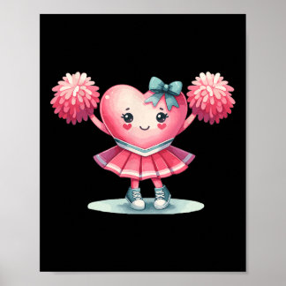 Poster Valentines Day Cheerleader Cheerleading Cheer Girl