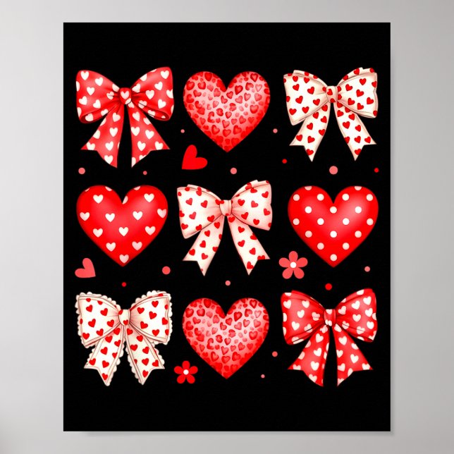 Poster Valentines Day Coquette Bow Hearts Leopard Women G (Frente)