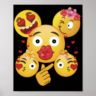 Poster Valentine's Day Emoji Face Love Heart  for Kids