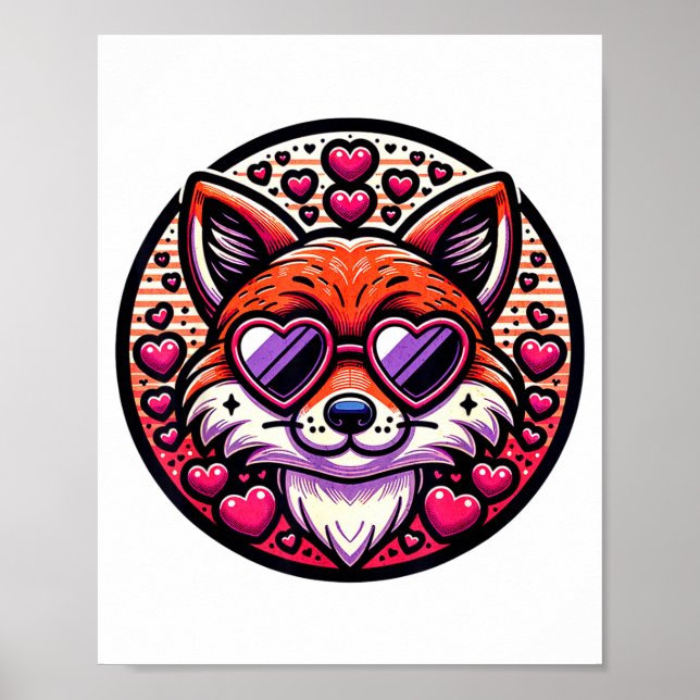 Poster Valentines Day Fox And Matching Couples Foxes  (Frente)