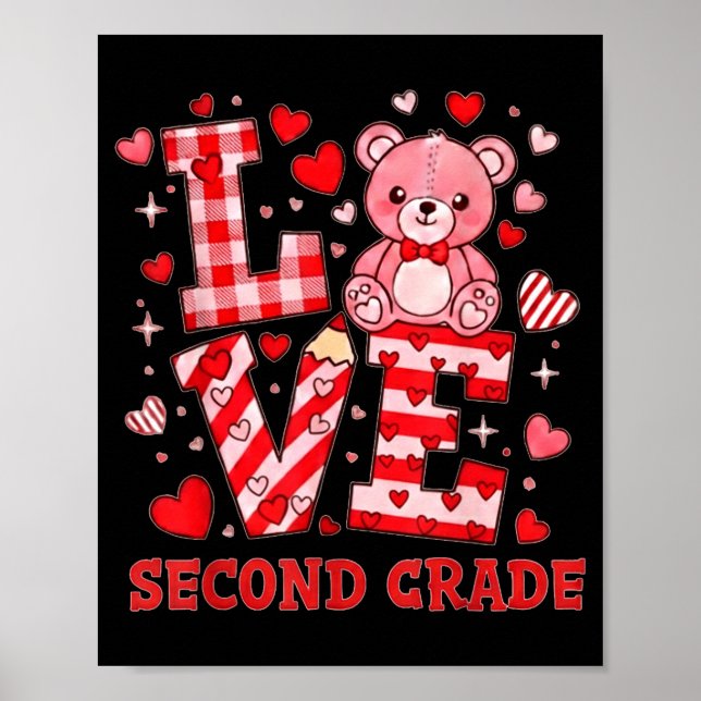 Poster Valentine's Day Love Second Grade Teacher  (Frente)