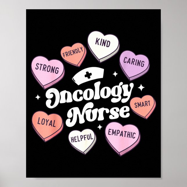 Poster Valentines Day Oncology Nurse Cancer Suprt Groovy  (Frente)
