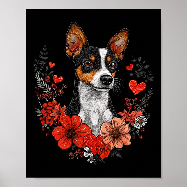 Poster Valentine's Day Rat Terrier Dog  (Frente)