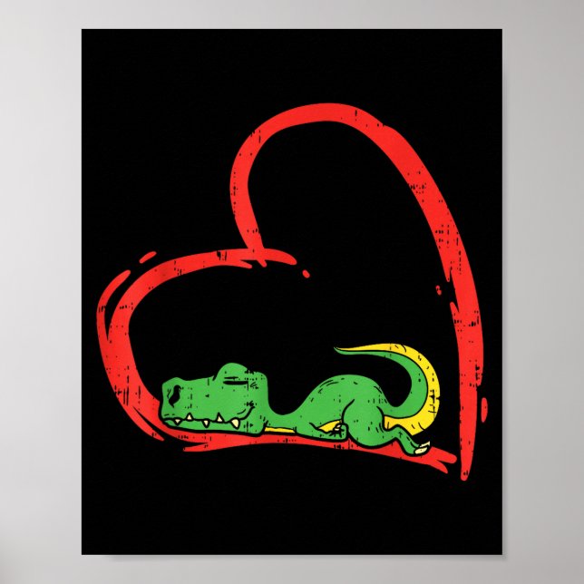 Poster Valentines Day Shirt Funny Heart Trex Sleeng Dinos (Frente)
