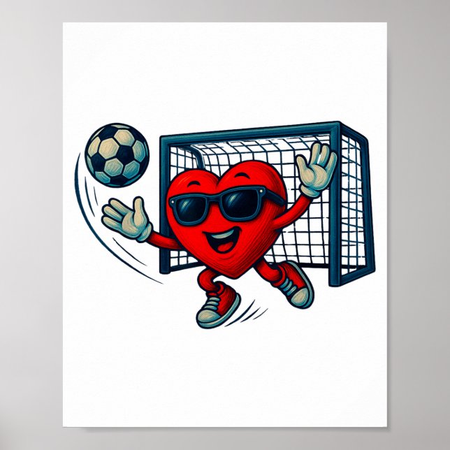 Poster Valentines Day Soccer Goalkeeper Funny Heart Boys  (Frente)